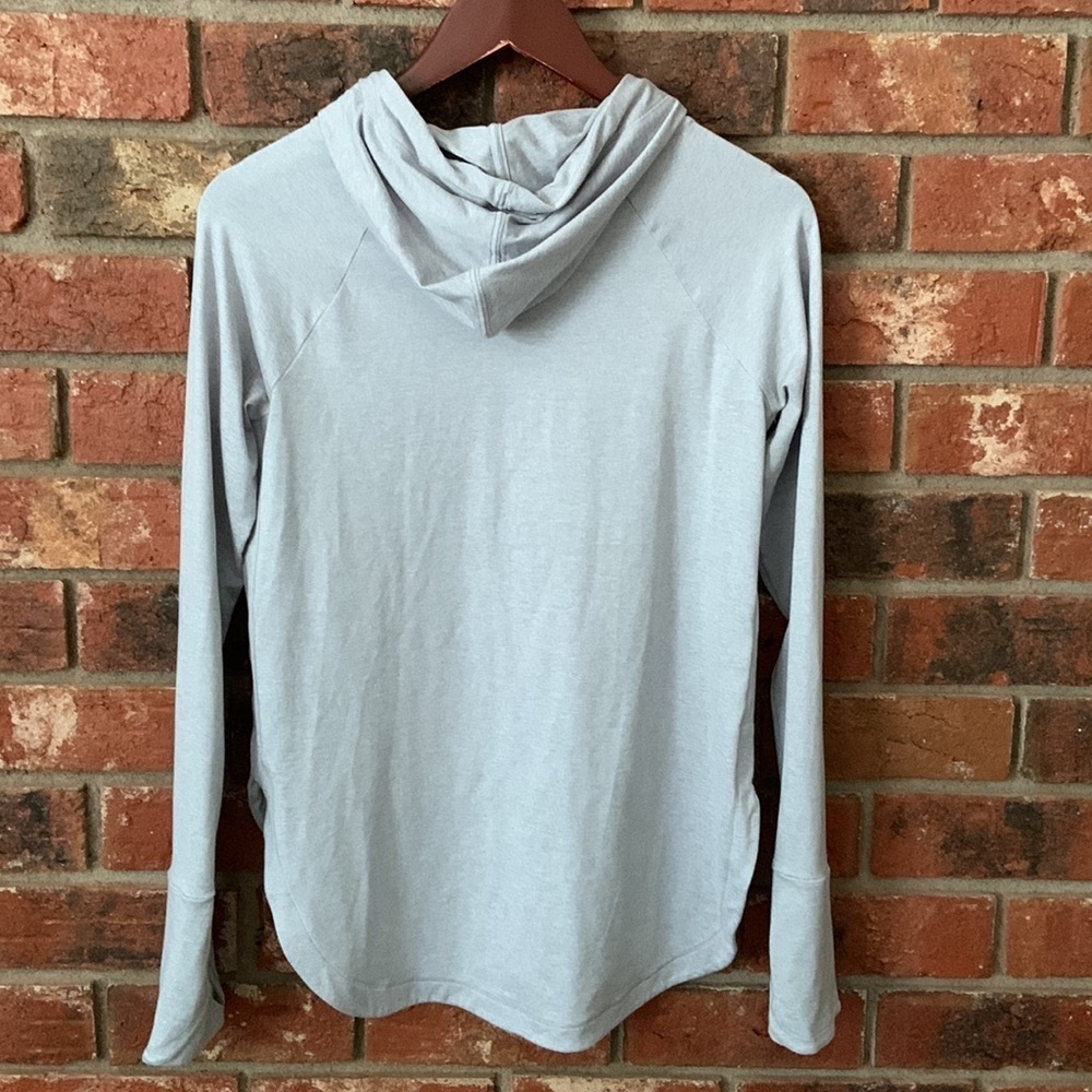 Athleta Light Gray Cowl Neck Hooded Long Sleeve Top - Picture 6 of 6